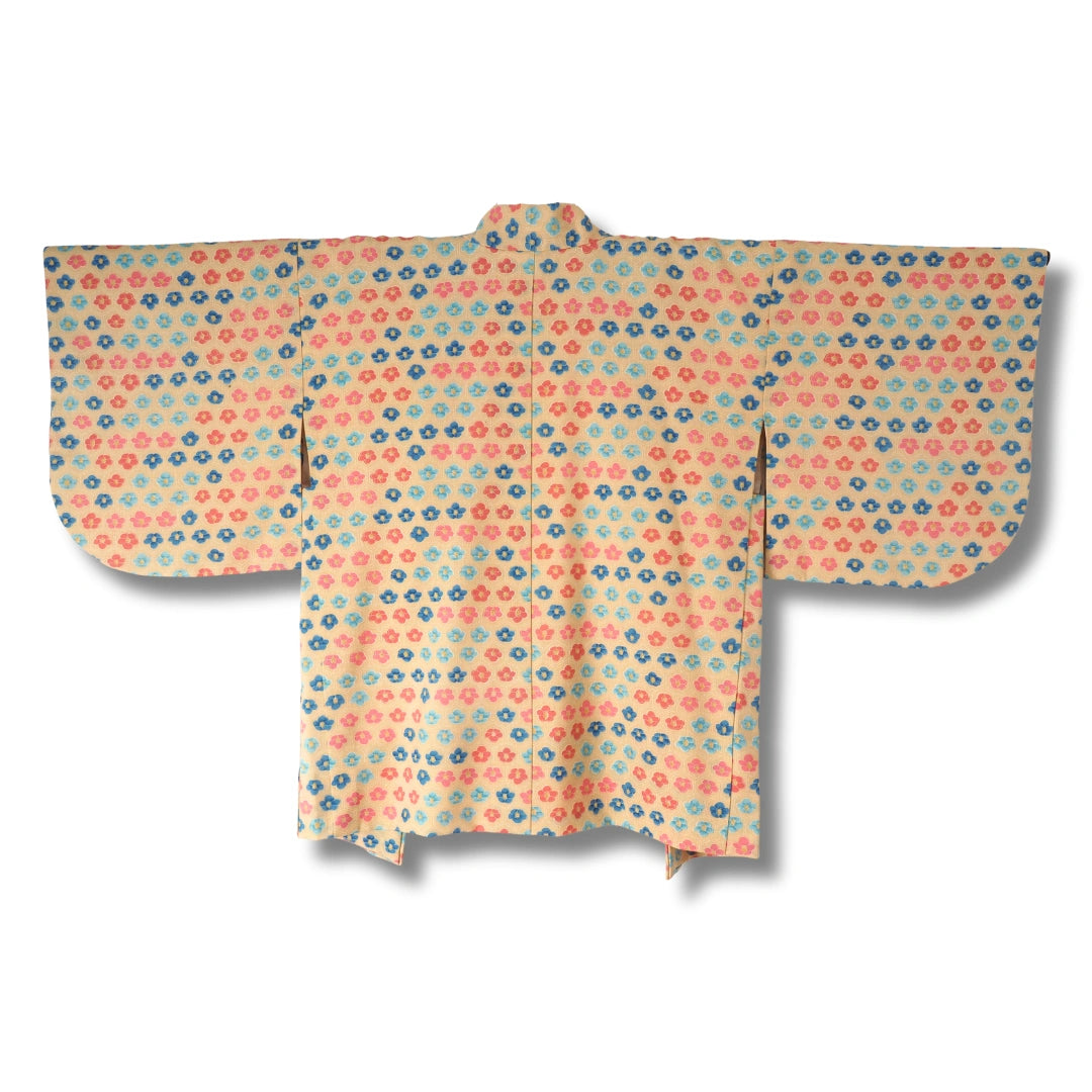 Vintage Damen Haori beige mit Blumen inkl. Haori Himo