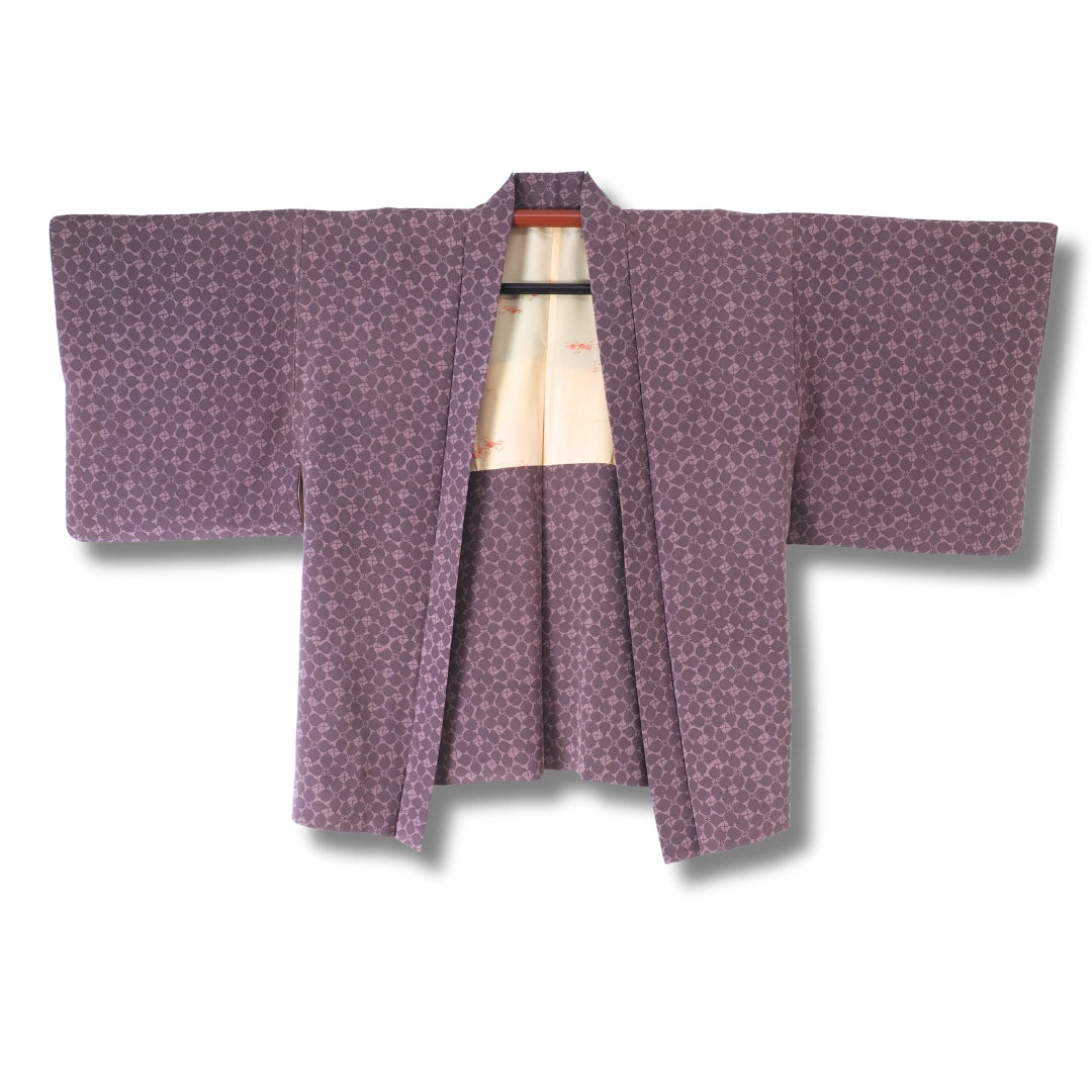 Vintage Damen Haori lila mit Blumen inkl. Haori Himo