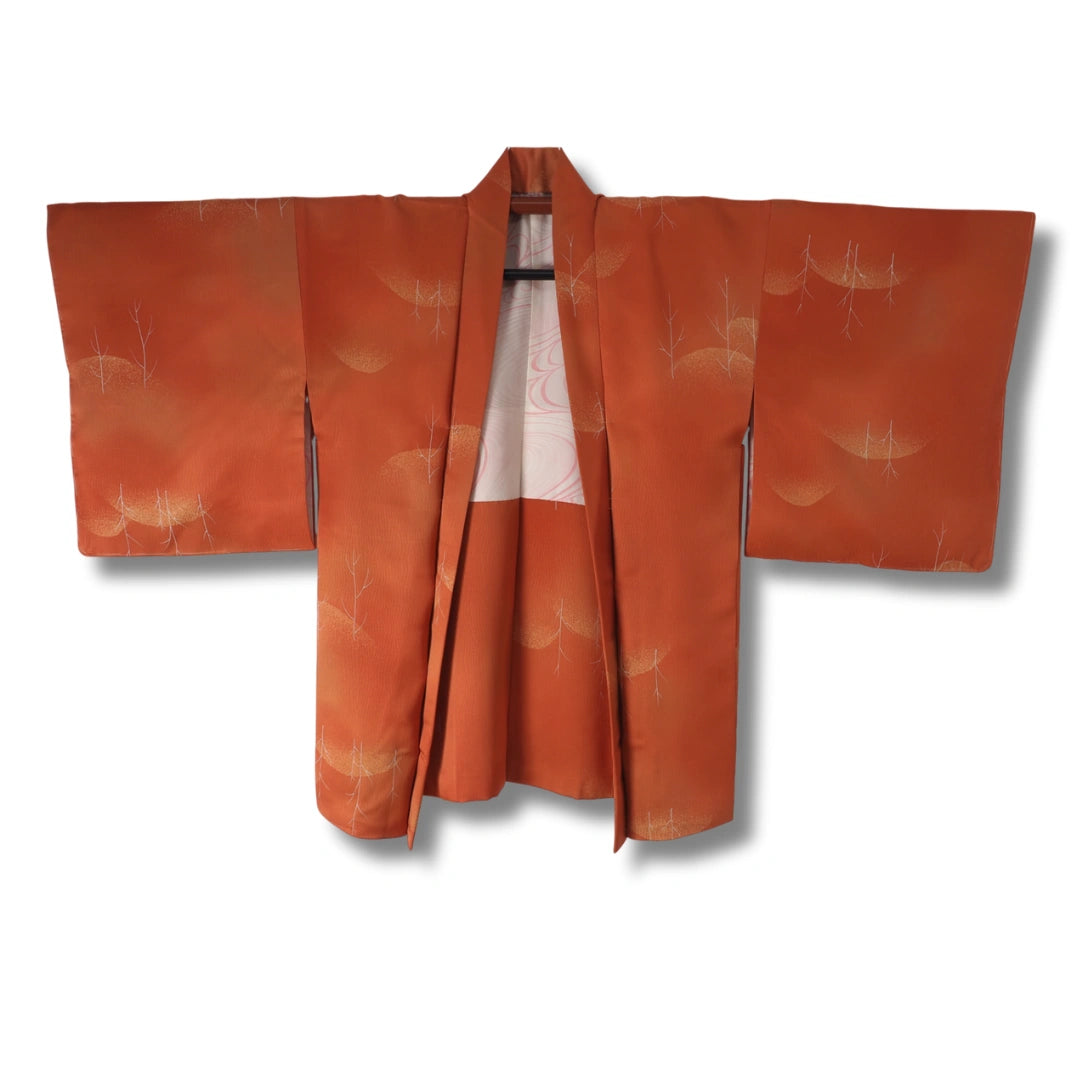 Vintage Damen Haori orange mit rosa Innenseite