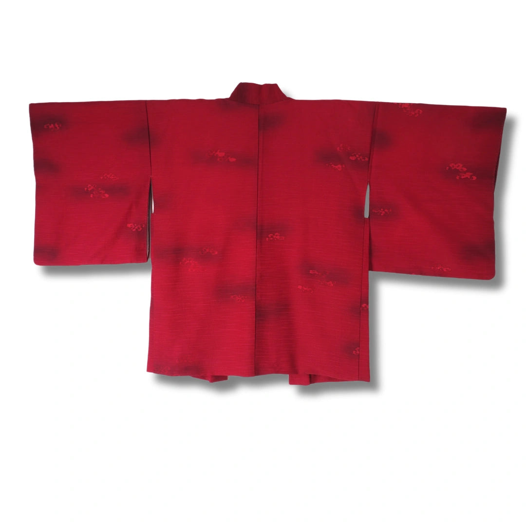 Vintage Damen Haori rot mit Blumen inkl. Haori Himo
