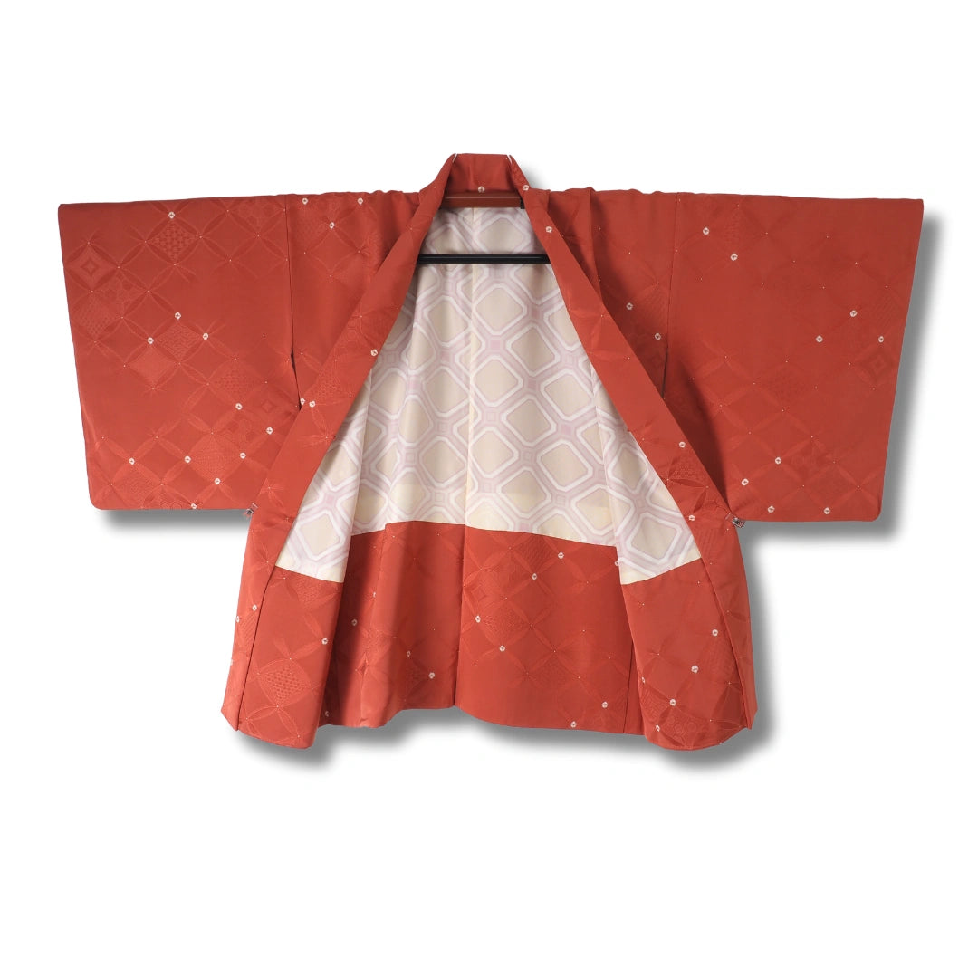 Vintage Damen Haori Rotbraun mit feinem Muster