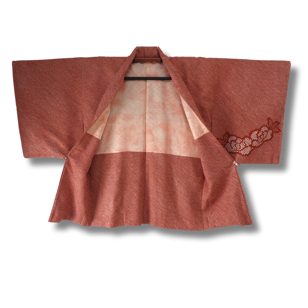 Vintage Damen Haori rotbraun Shibori