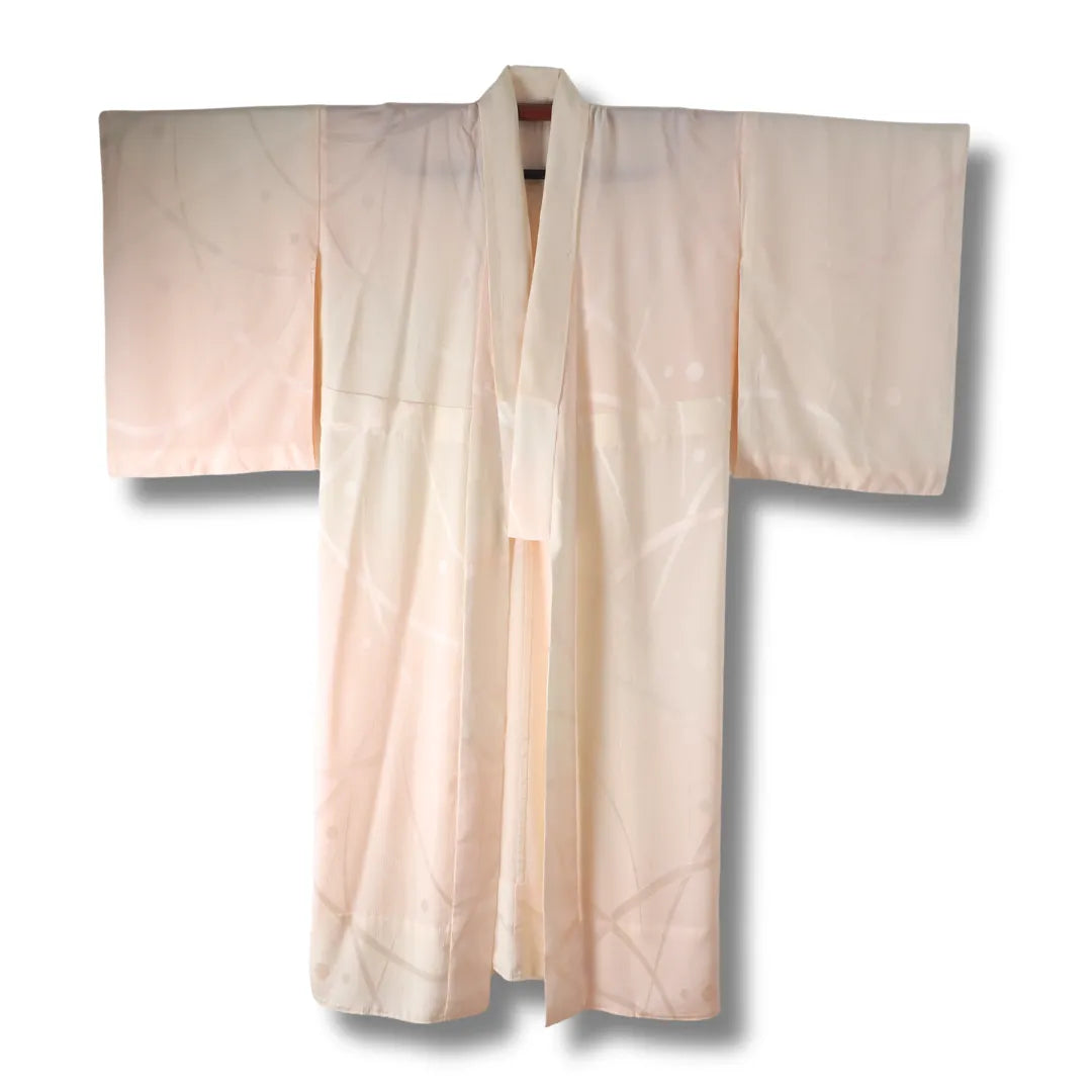 Vintage Juban in Rosa und Creme mit Streifen- und Punktmuster Vorderansicht