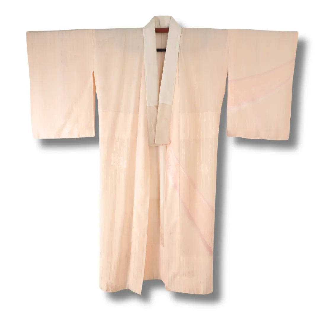 Vintage Nagajuban Damen rosa Vorderansicht mit Asanoha-Muster