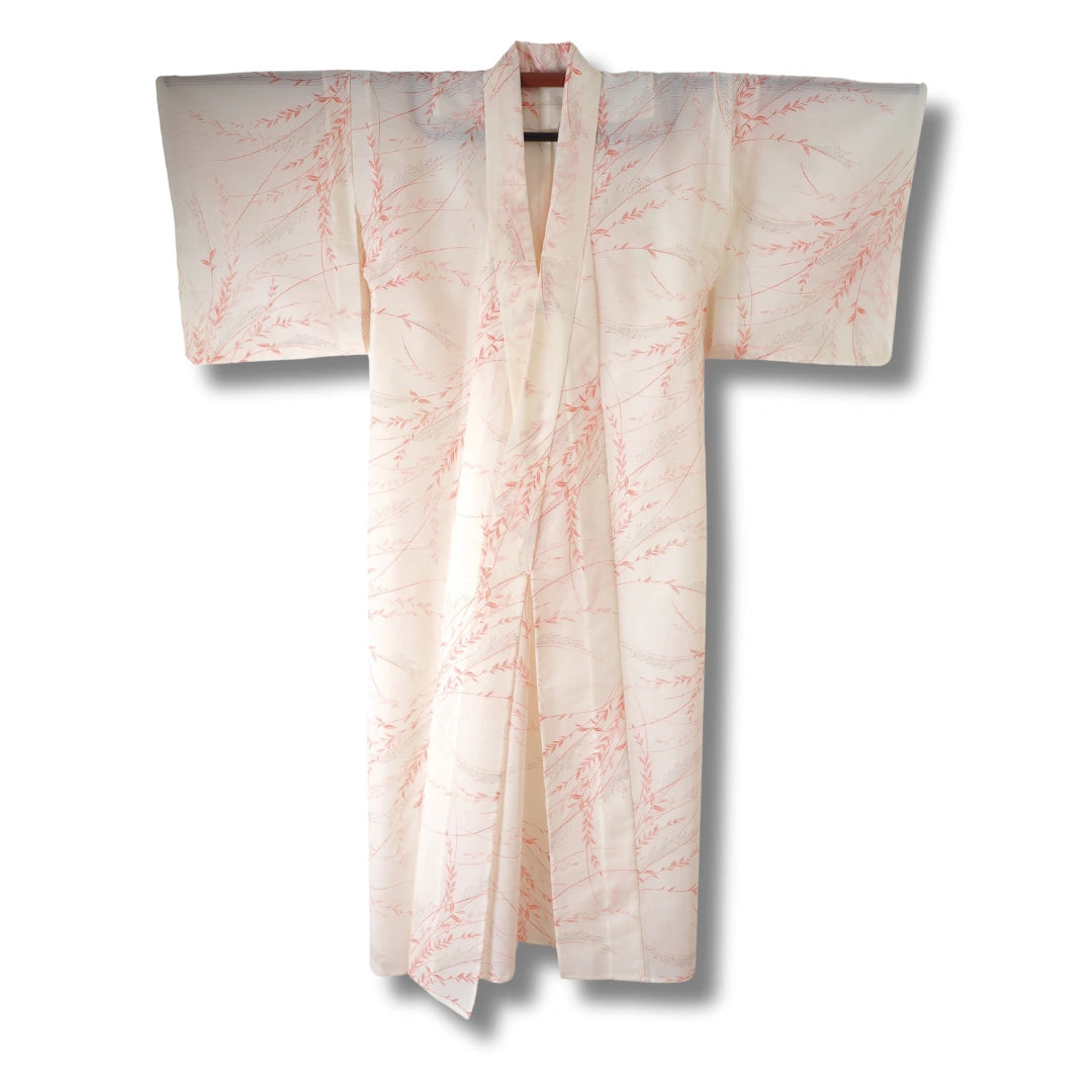 Vintage Sommer Komon Kimono Creme mit Blumen
