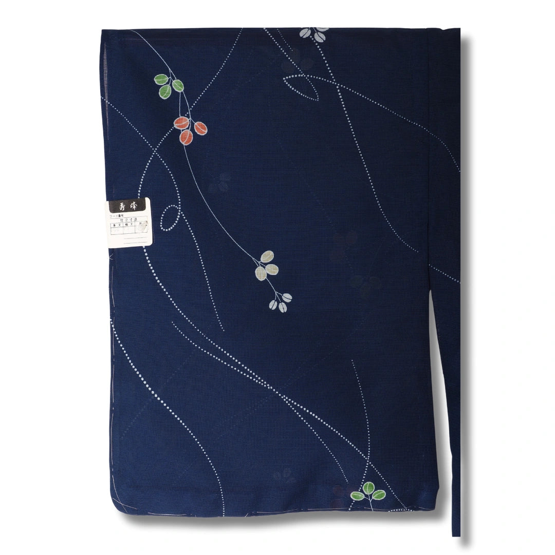 Vintage Sommer Komon Kimono Dunkelblau mit Blüten