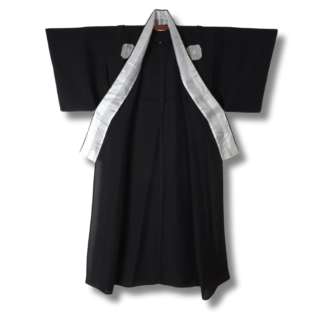 Vintage Sommer Mofuku (Ro-Mofuku) Kimono Schwarz