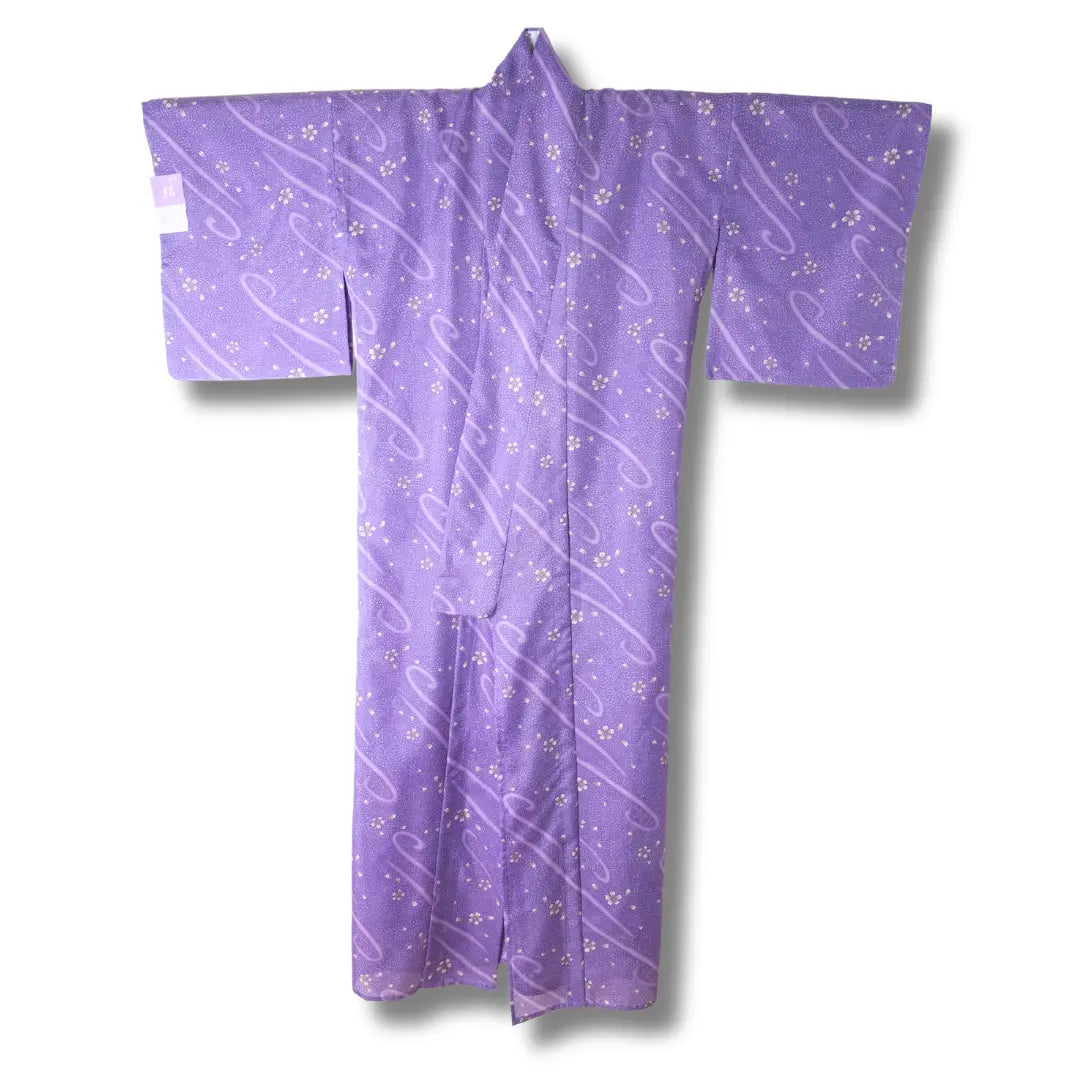 Vintage Sommer Kimono Damen lila mit Blumenmuster