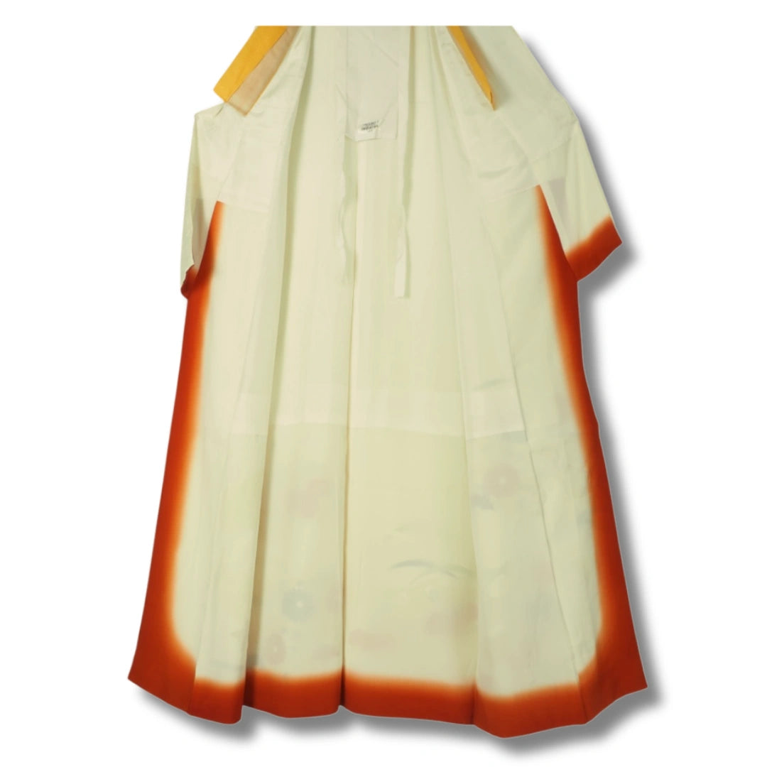 Vintage Damen Tsukesage Kimono creme Blumen