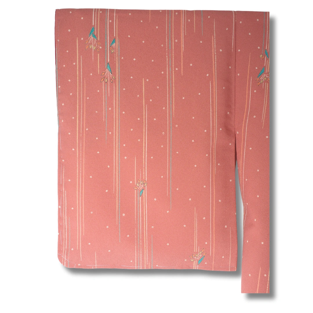 Vintage Damen Komon Kimono Altrosa mit Blumen