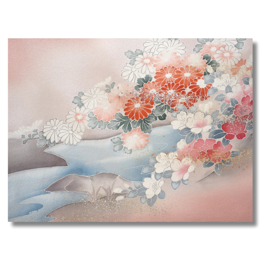 Vintage Homongi Kimono altrosa mit Blumen