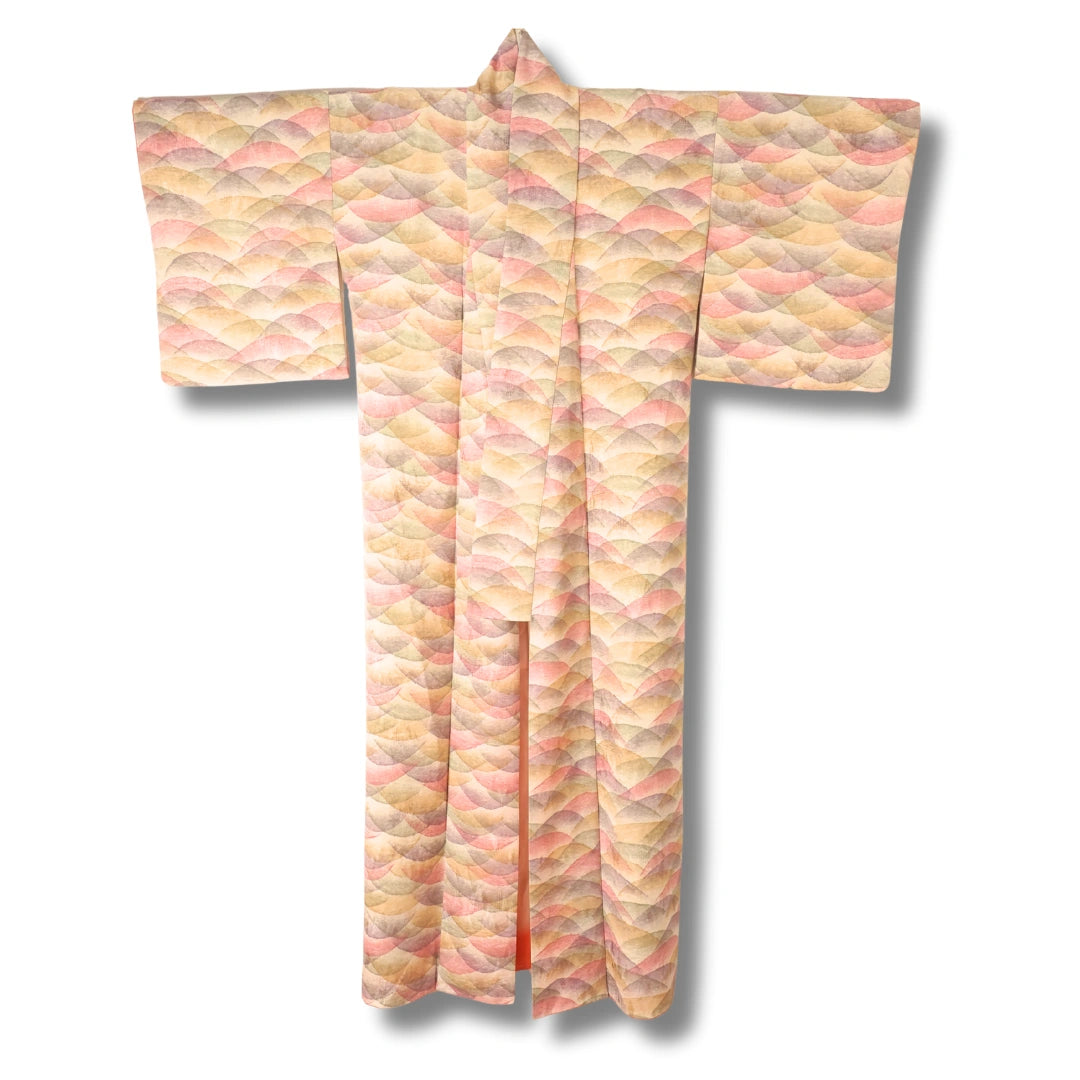 Vintage Damen Komon Kimono Seigaiha-Muster