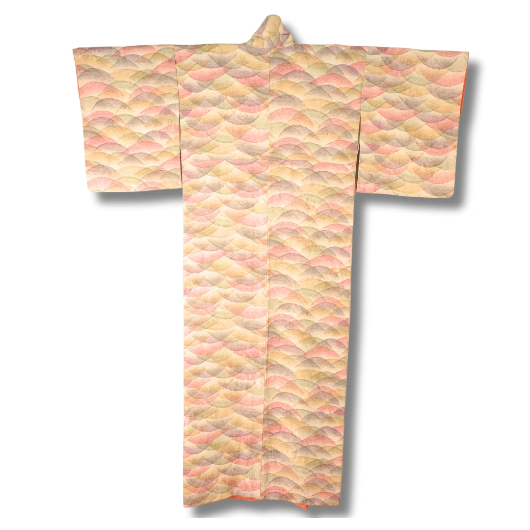 Vintage Damen Komon Kimono Seigaiha-Muster