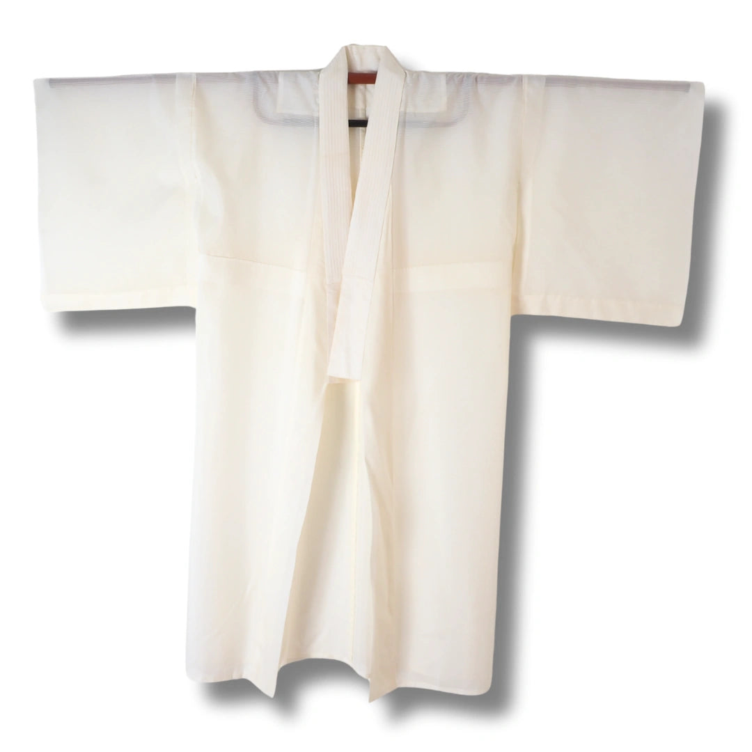 Vintage Damen-Juban in Creme mit Streifen – transparenter Unterkimono