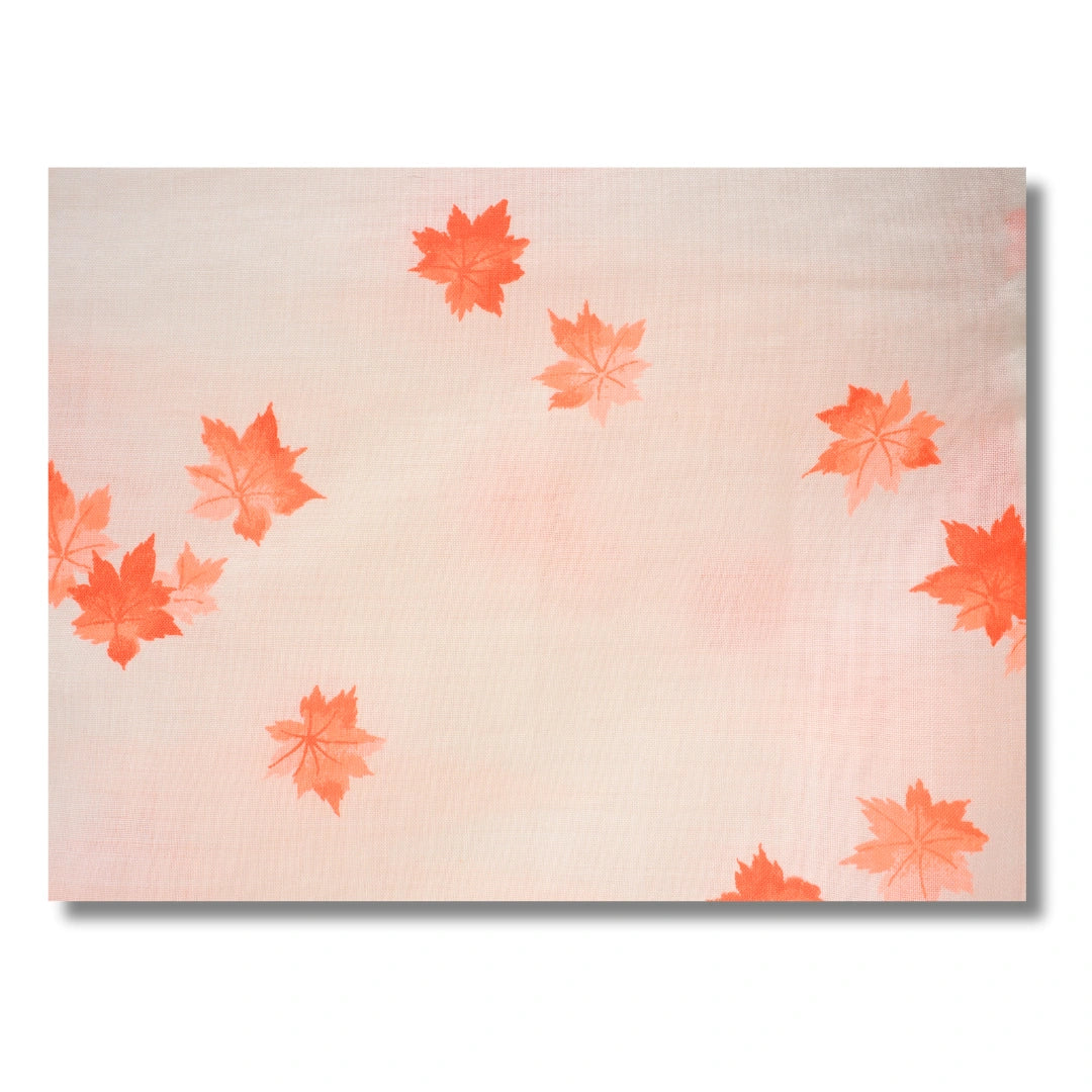 Vintage Damen Naga Juban Creme mit neonpinken Ahornblättern