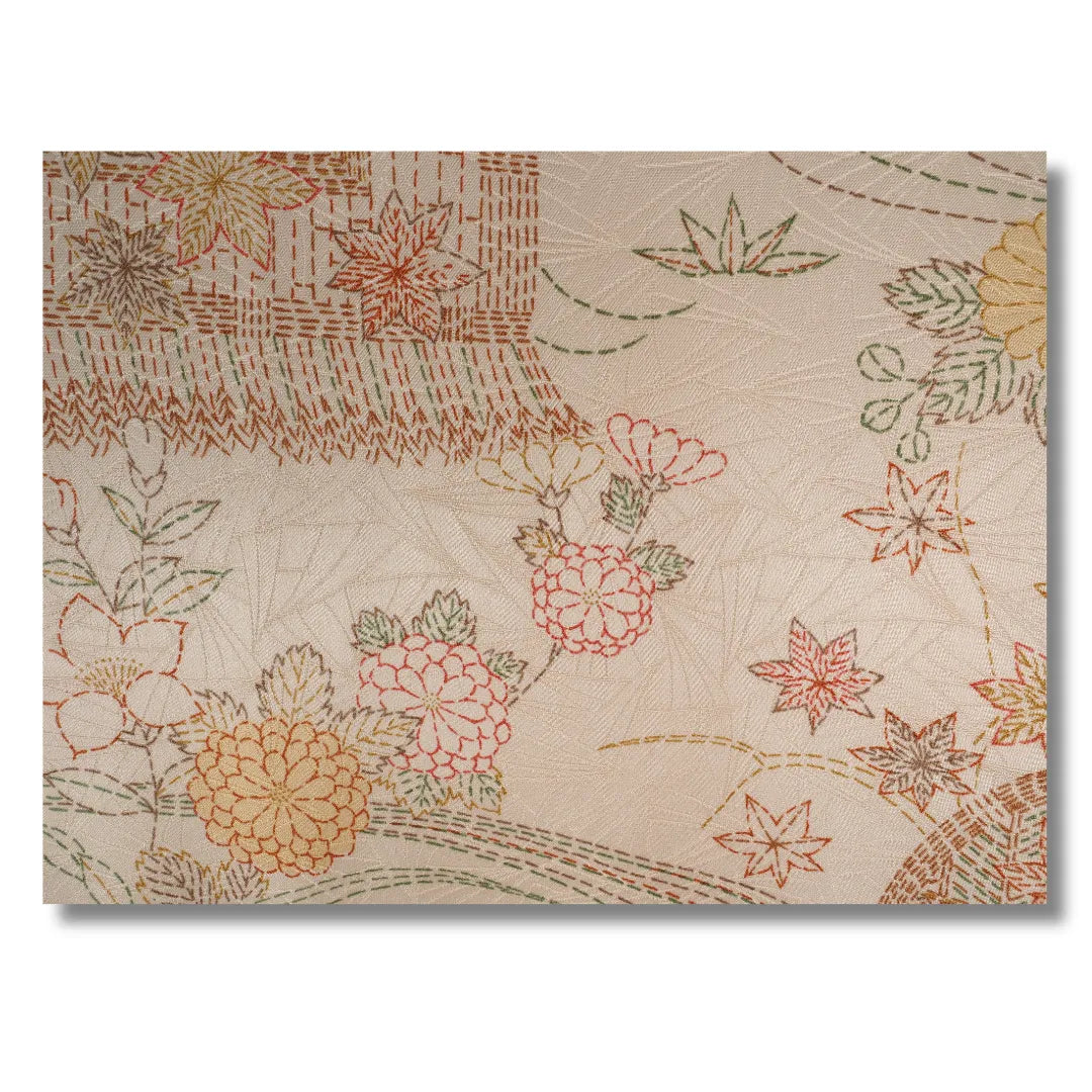 Detailaufnahme Stoffstruktur mit floralen Elementen