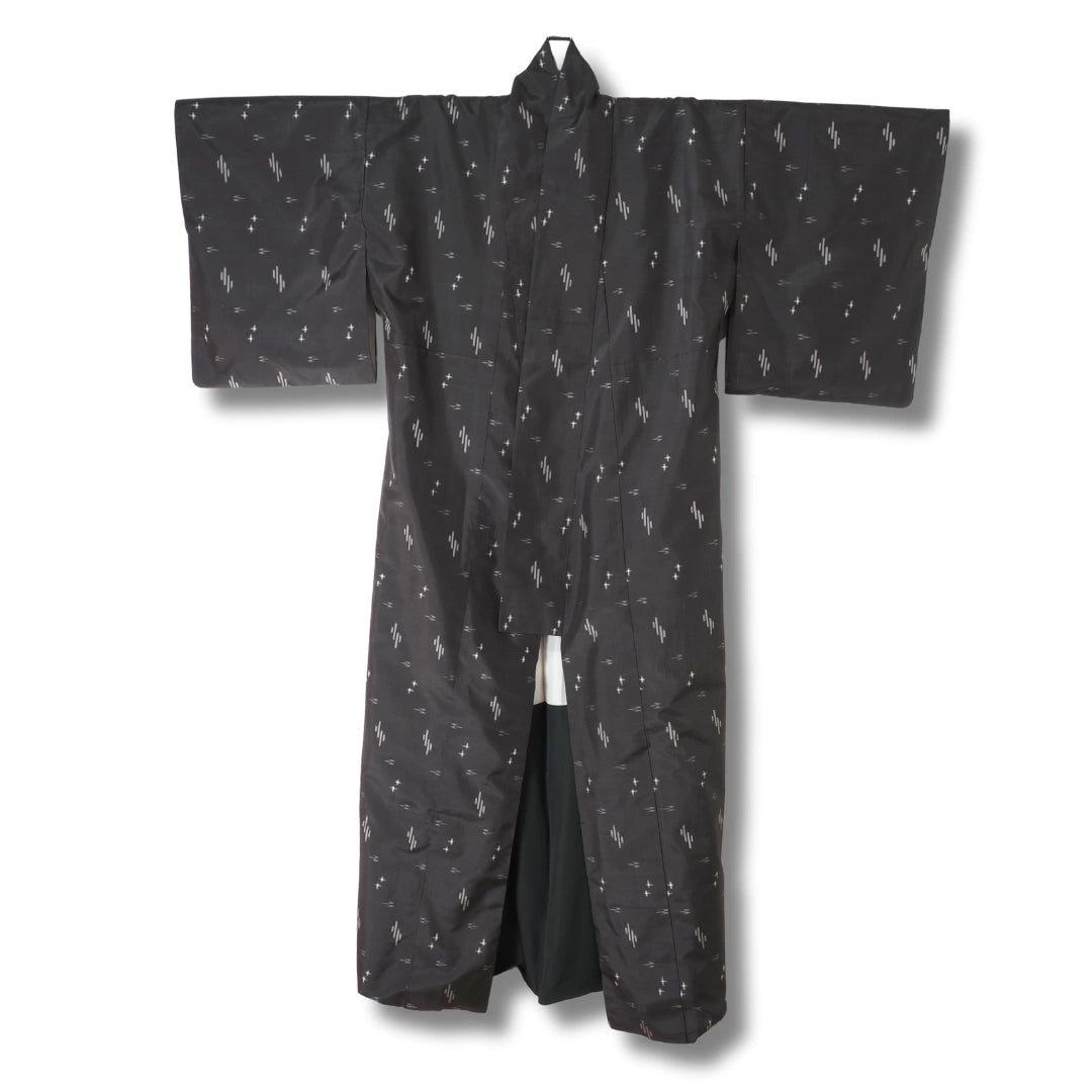 Vintage Damen Komon Kimono dunkelgrau