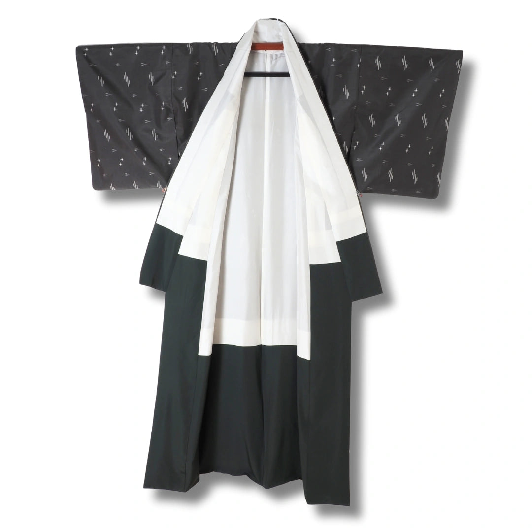 Vintage Damen Komon Kimono dunkelgrau