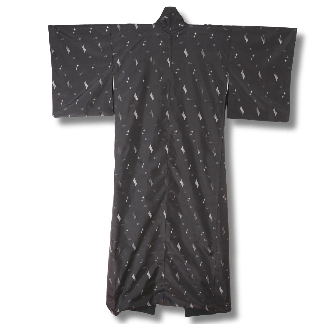 Vintage Damen Komon Kimono dunkelgrau