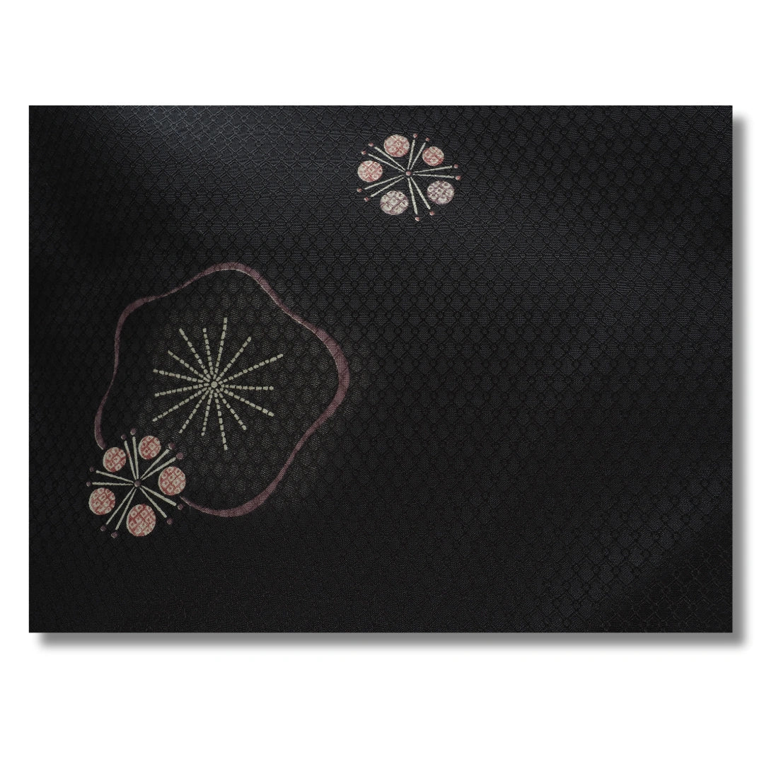 Vintage Damen Komon Kimono schwarz grau mit Blumen