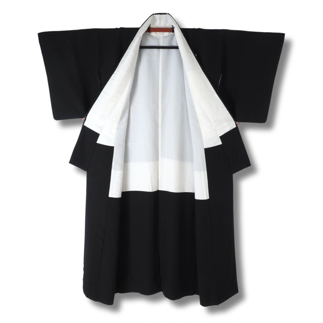 Vintage Mofuku Damen Kimono in Schwarz mit Wappen