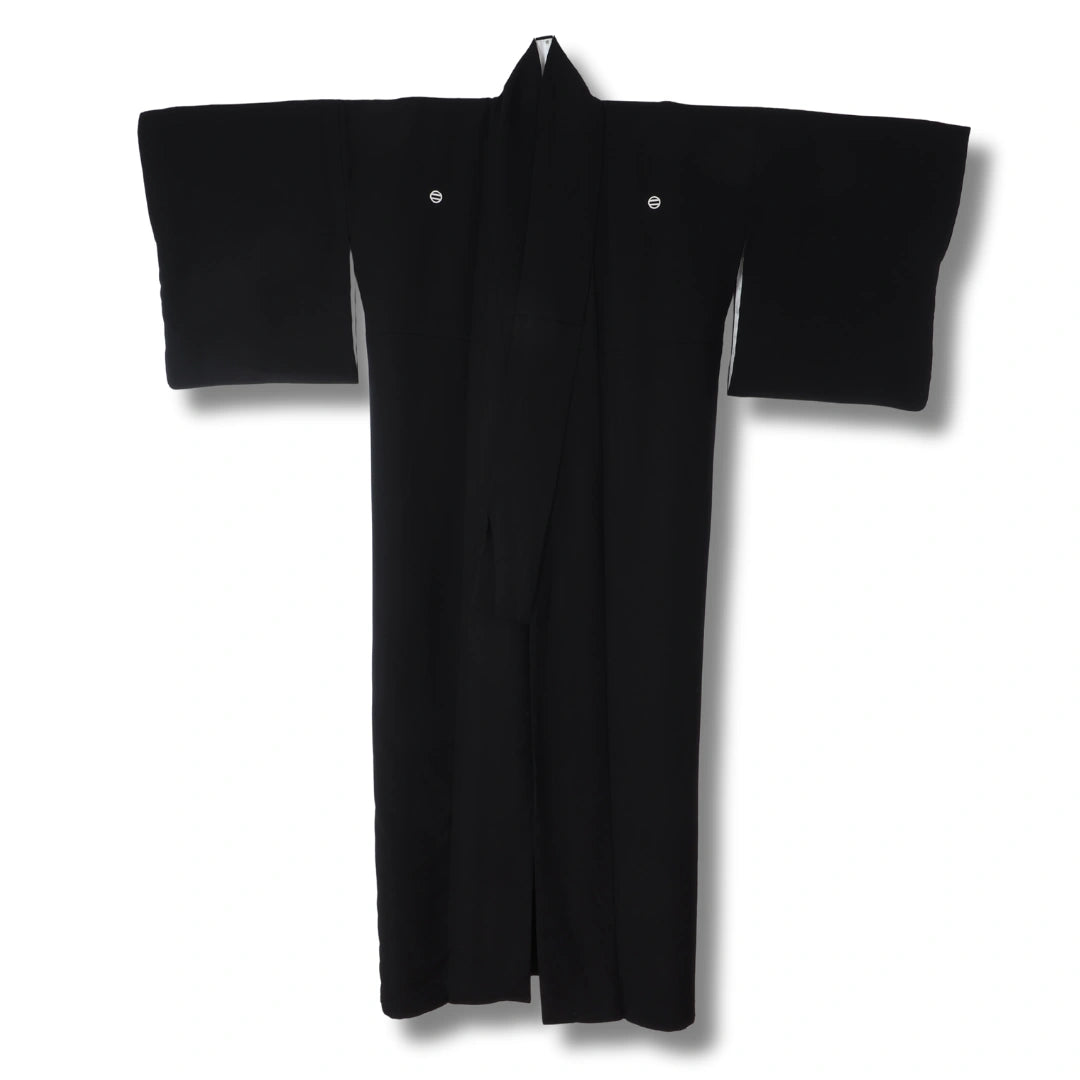 Vintage Damen Mofuku Kimono in Schwarz mit 5 Mon