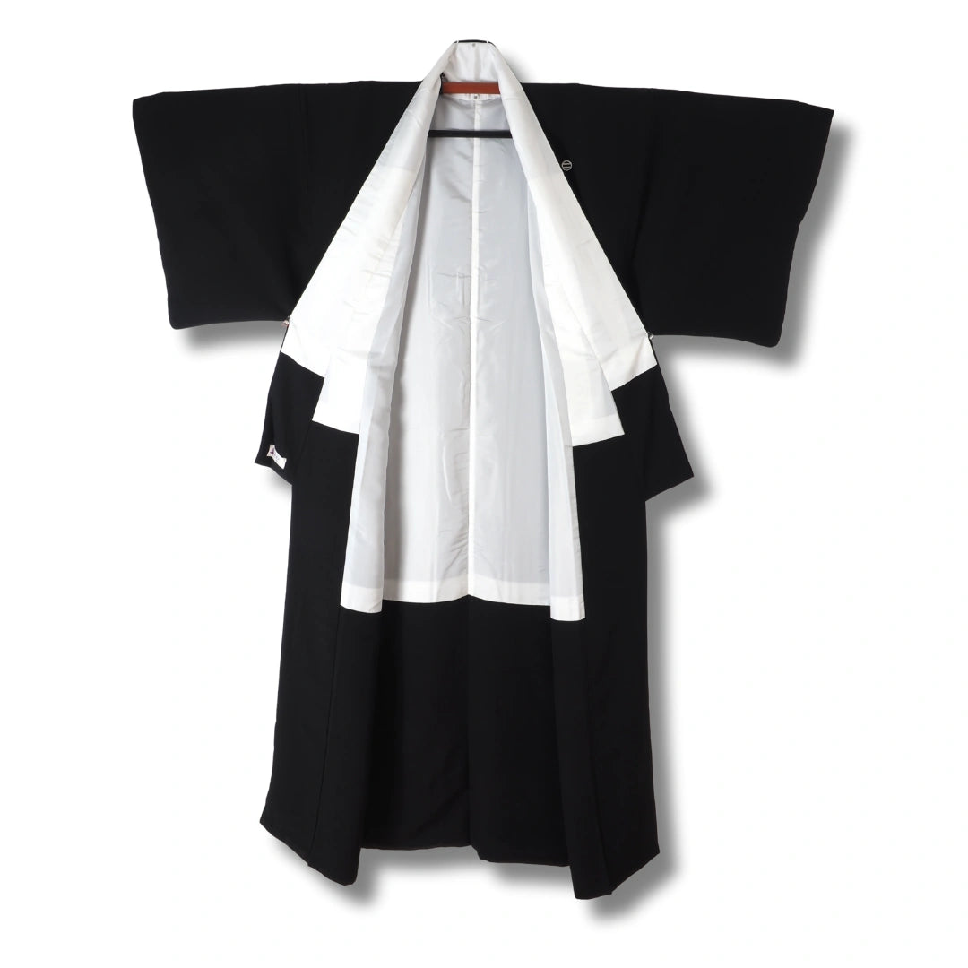 Vintage Damen Mofuku Kimono in Schwarz mit 5 Mon