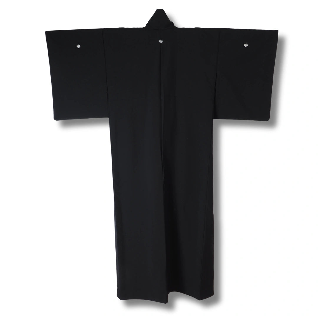 Vintage Damen Mofuku Kimono Schwarz | 5 Kamon Wappen