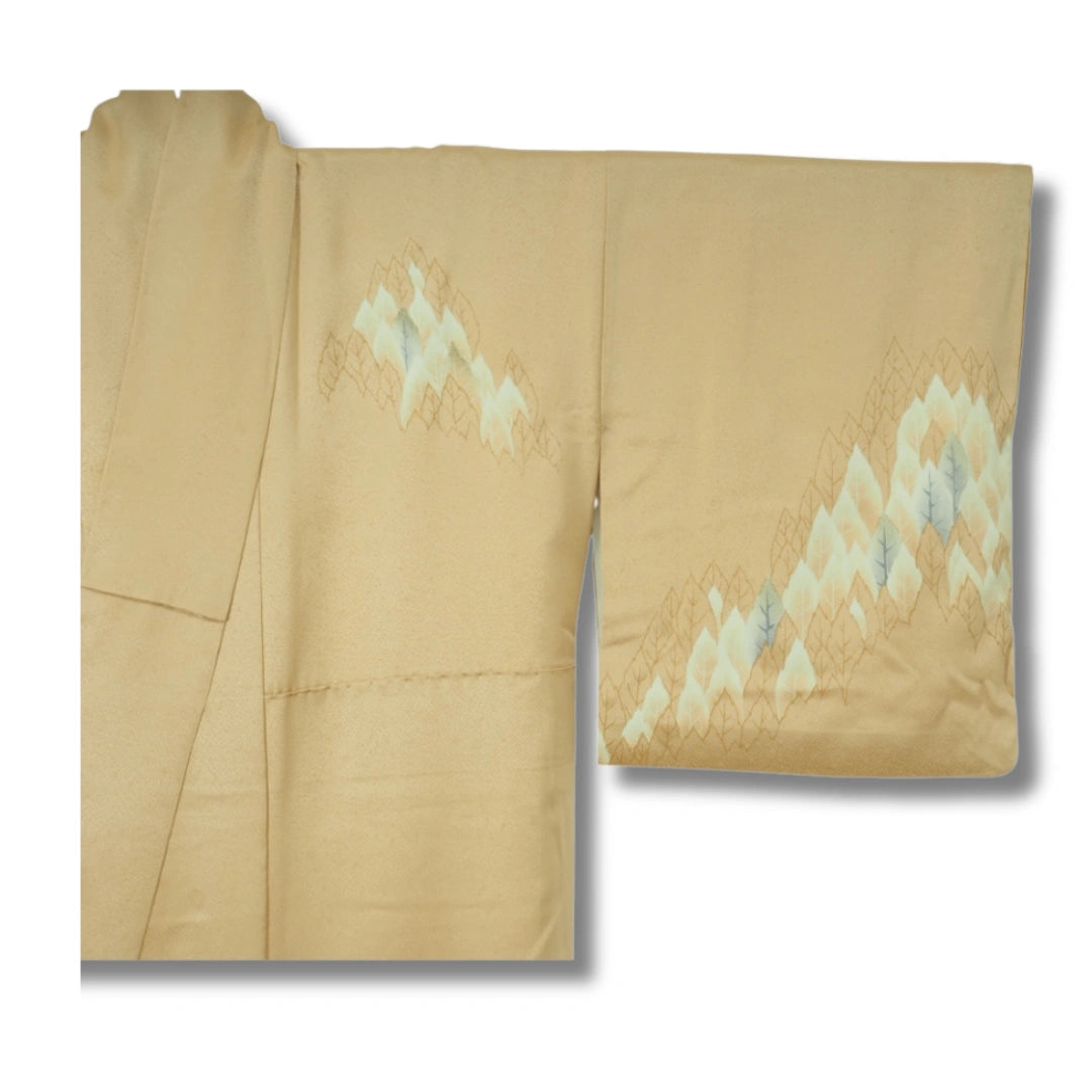 Vintage Damen Kimono gold Blätter