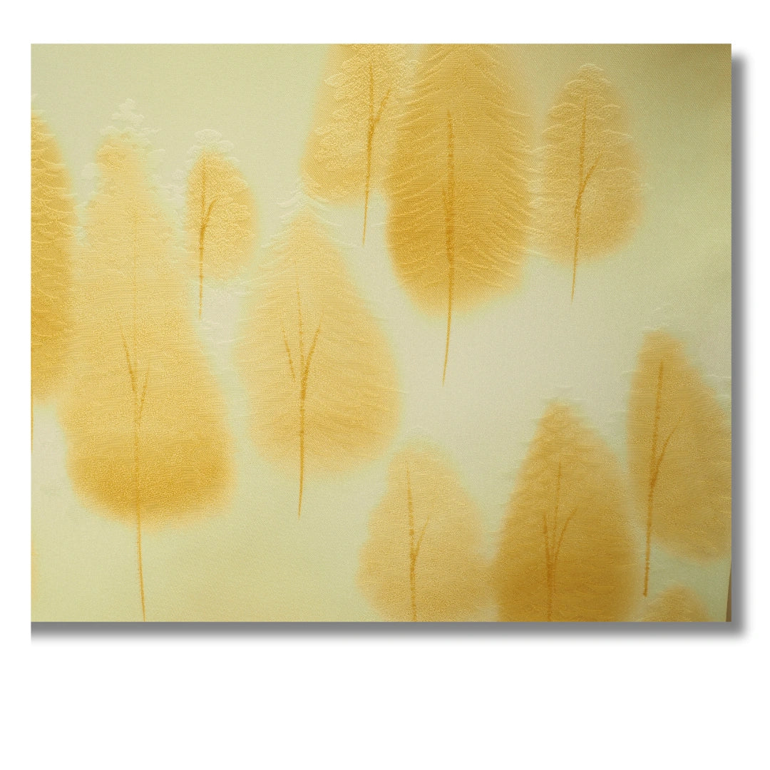 Vintage Tsukesage Kimono – gold-gelbe mit Baum-Motiven