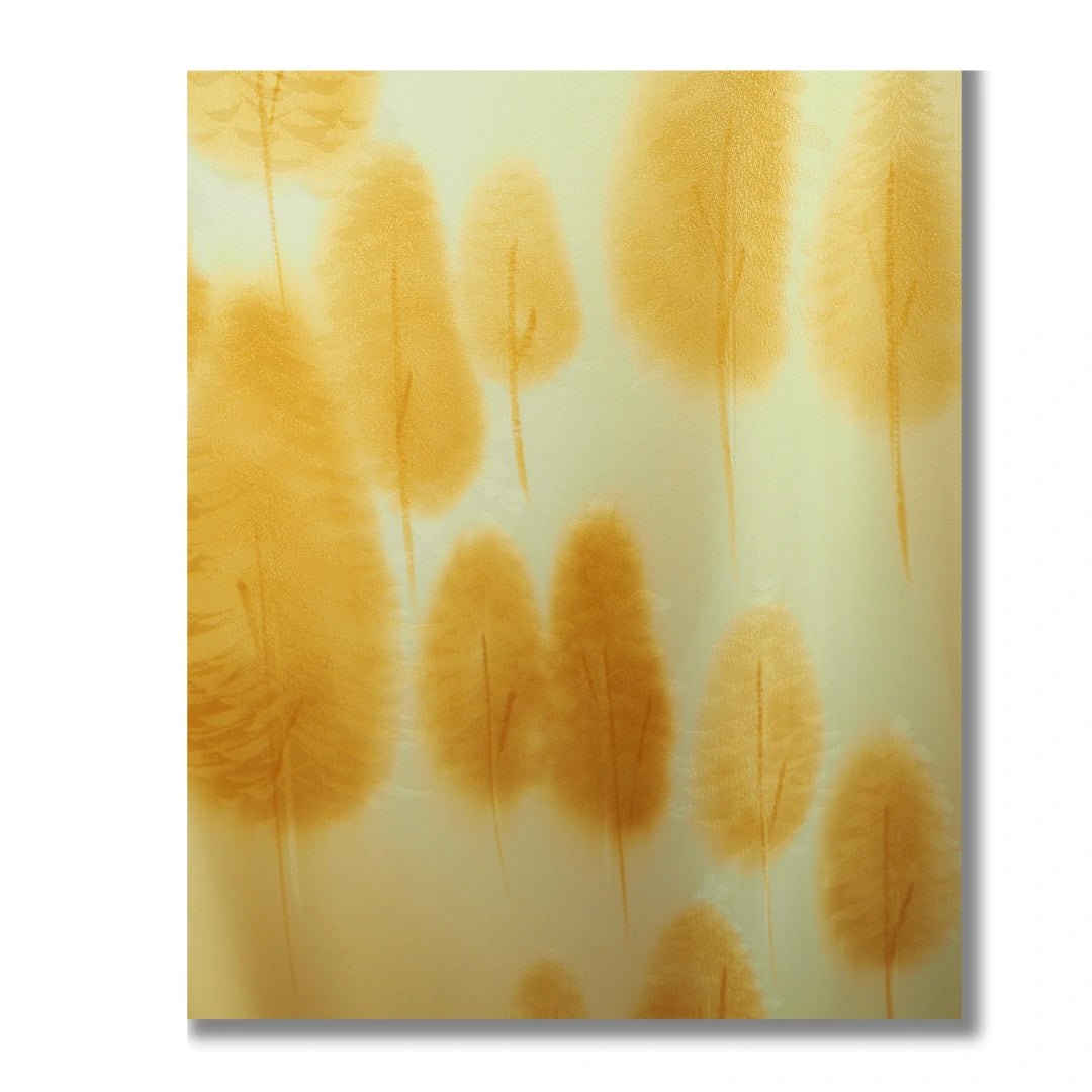 Vintage Tsukesage Kimono – gold-gelbe mit Baum-Motiven