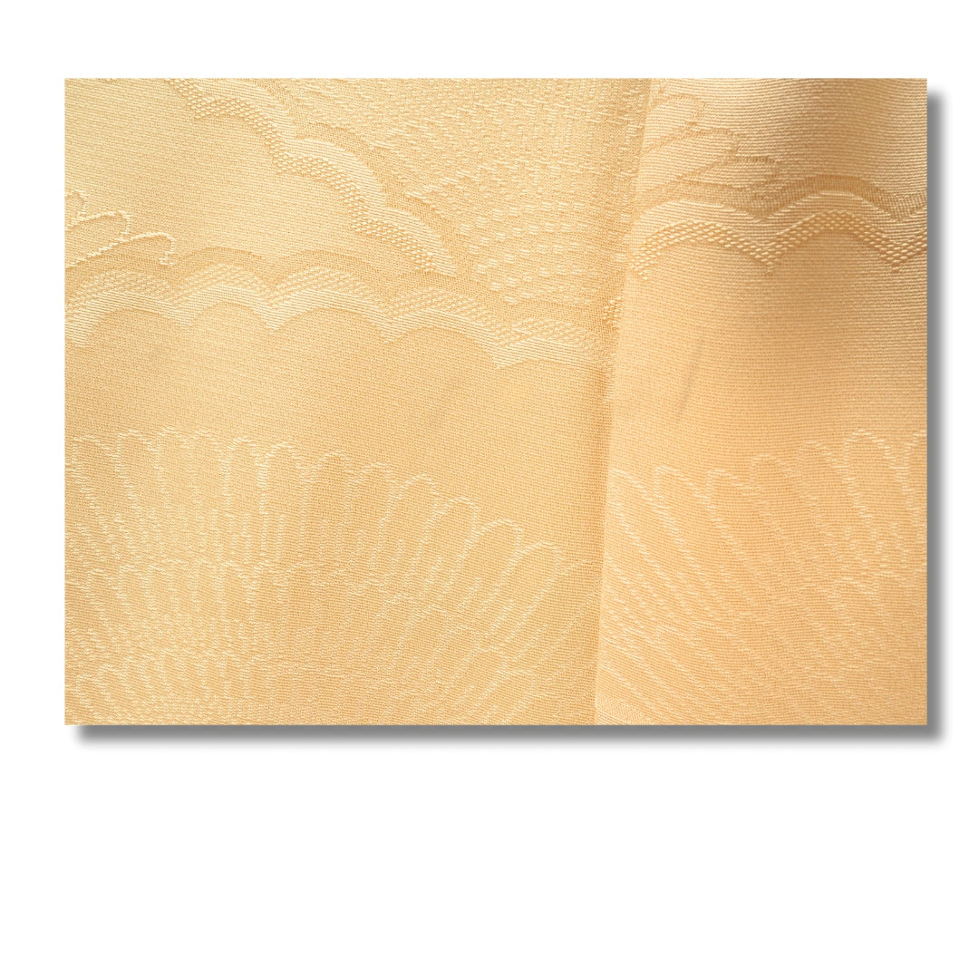 Vintage Damen Homongi Kimono goldgelb mit orangen Bögen
