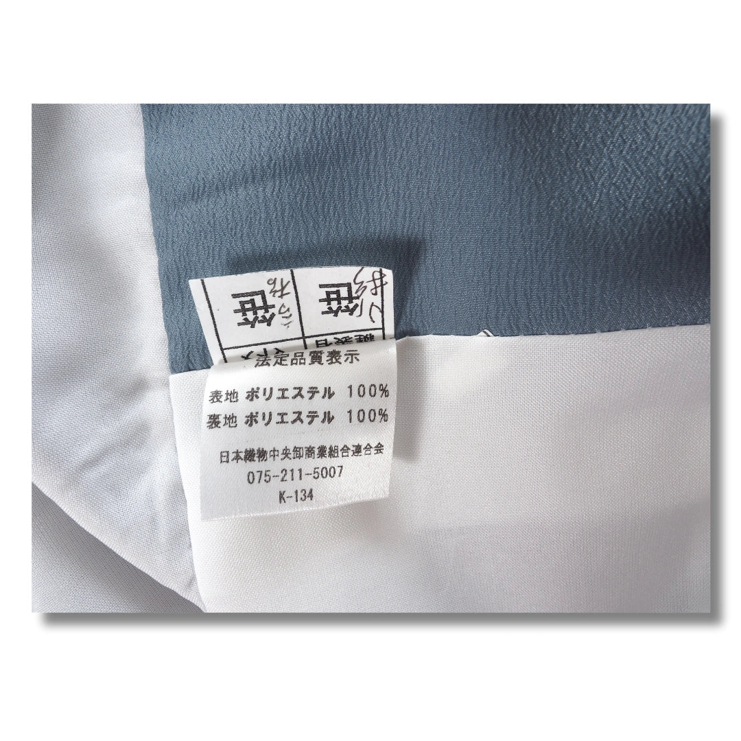 Vintage Damen Komon Kimono Taubengrau mit Schneemuster