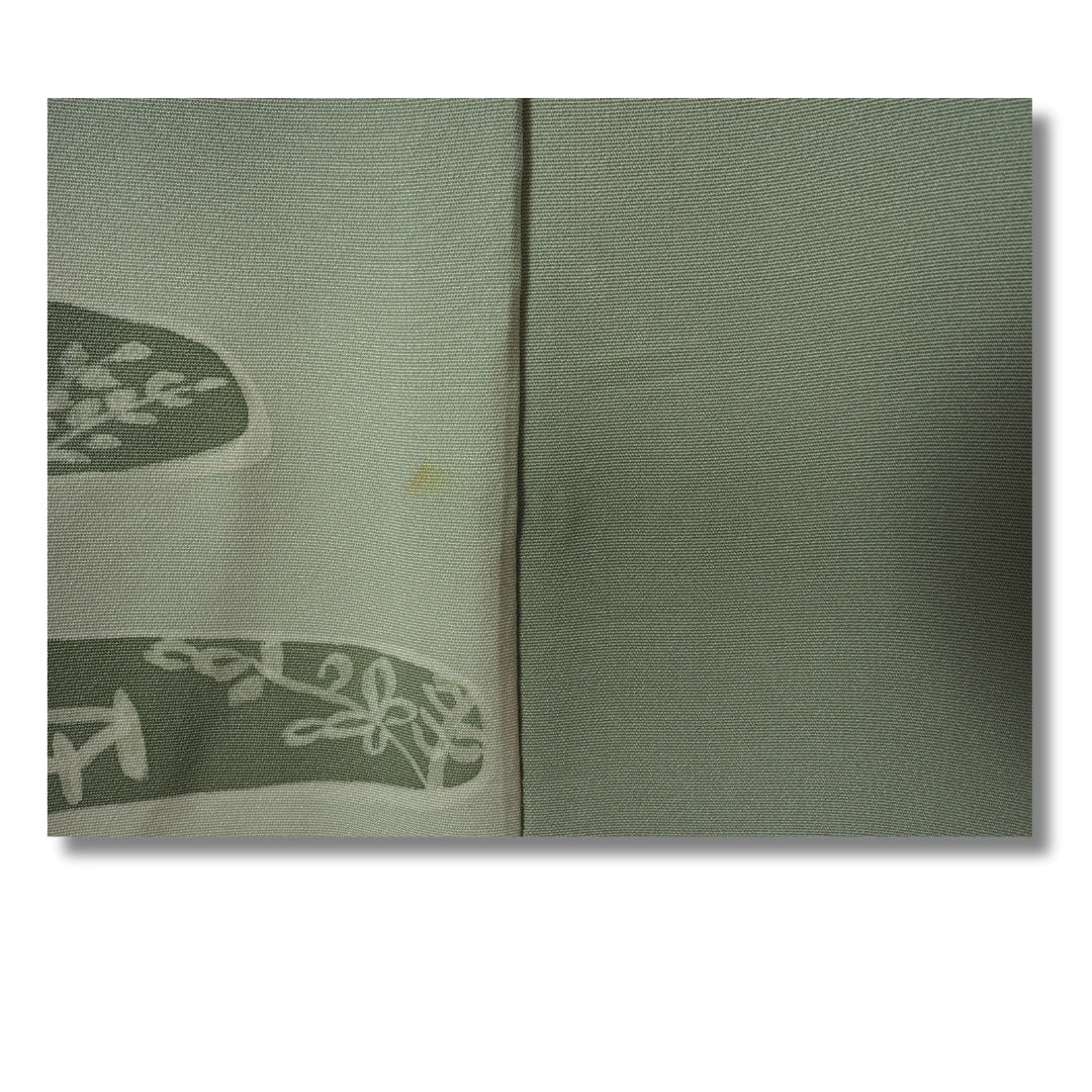 Vintage Tsukesage Kimono grün mit Muster