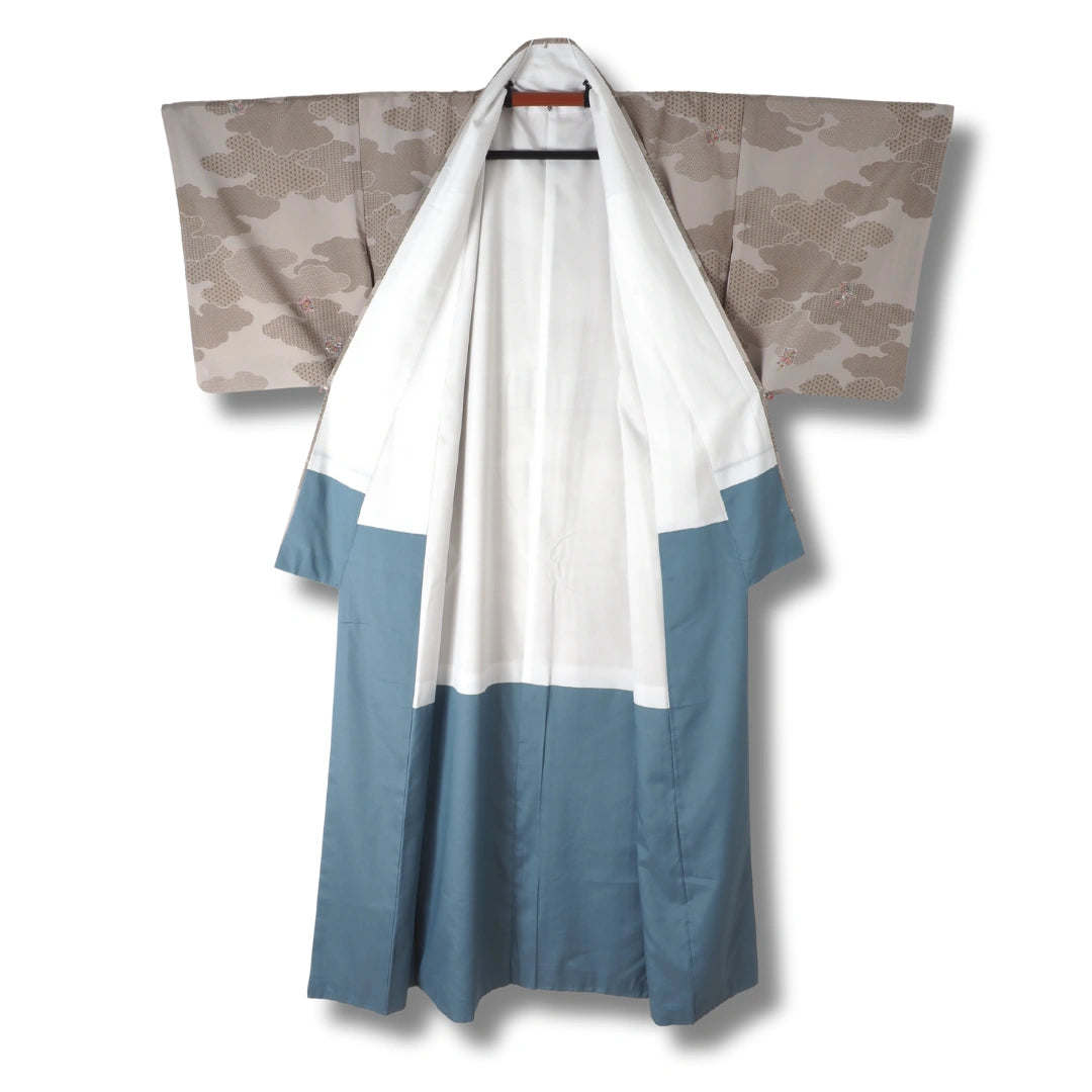 Vintage Damen Komon Kimono hellbraun mit Muster
