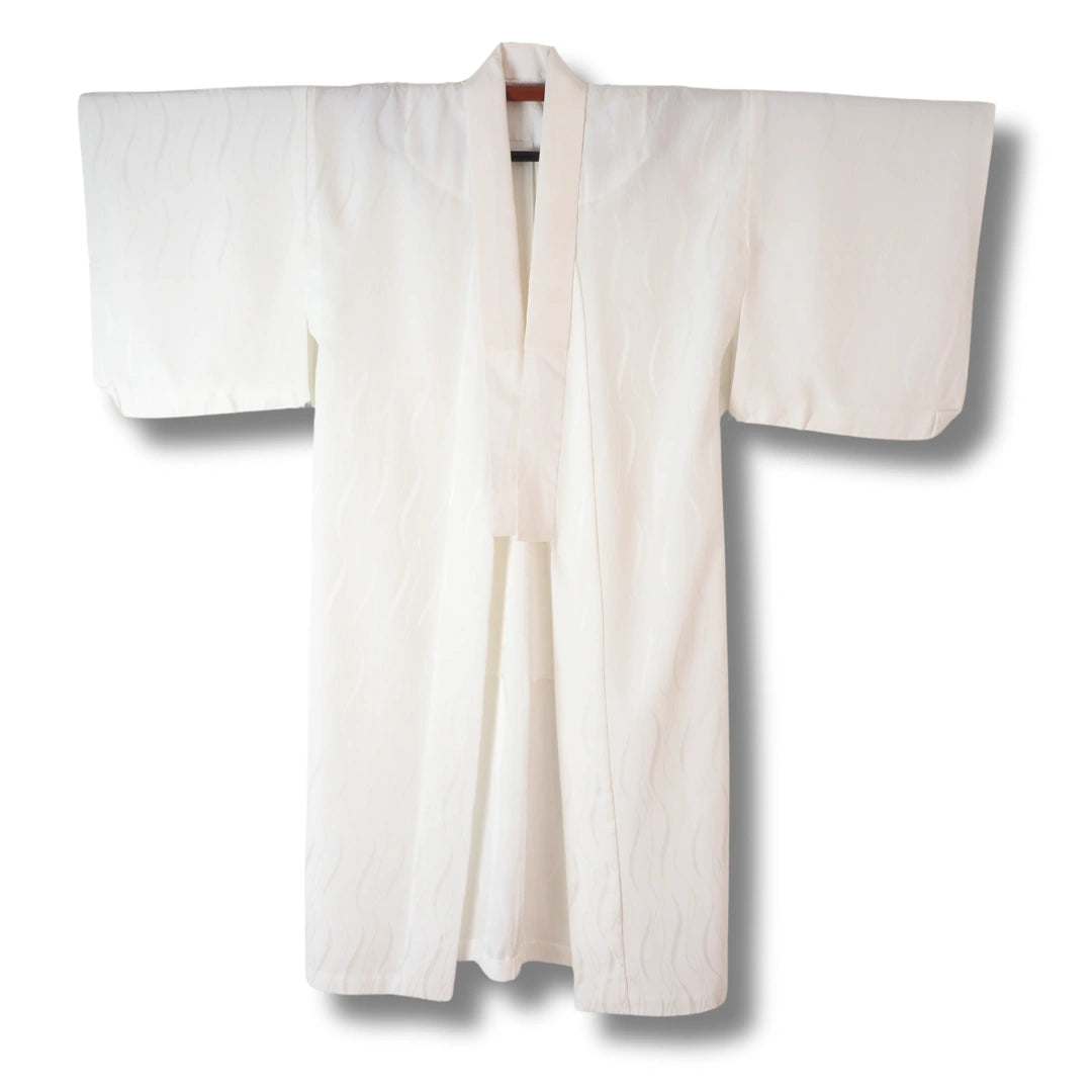 Vintage Damen-Juban Creme mit feinem Wellenmuster
