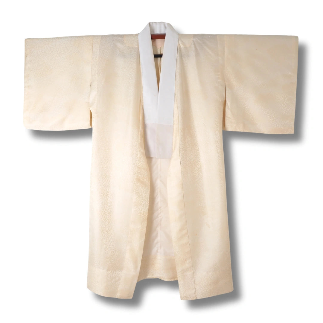intage Naga-Juban Damen elfenbein – Kiku-Muster