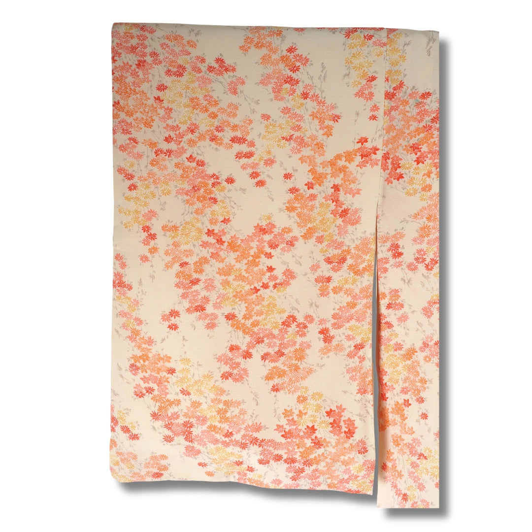 Vintage Damen Komon Kimono hellgelb mit Blumen
