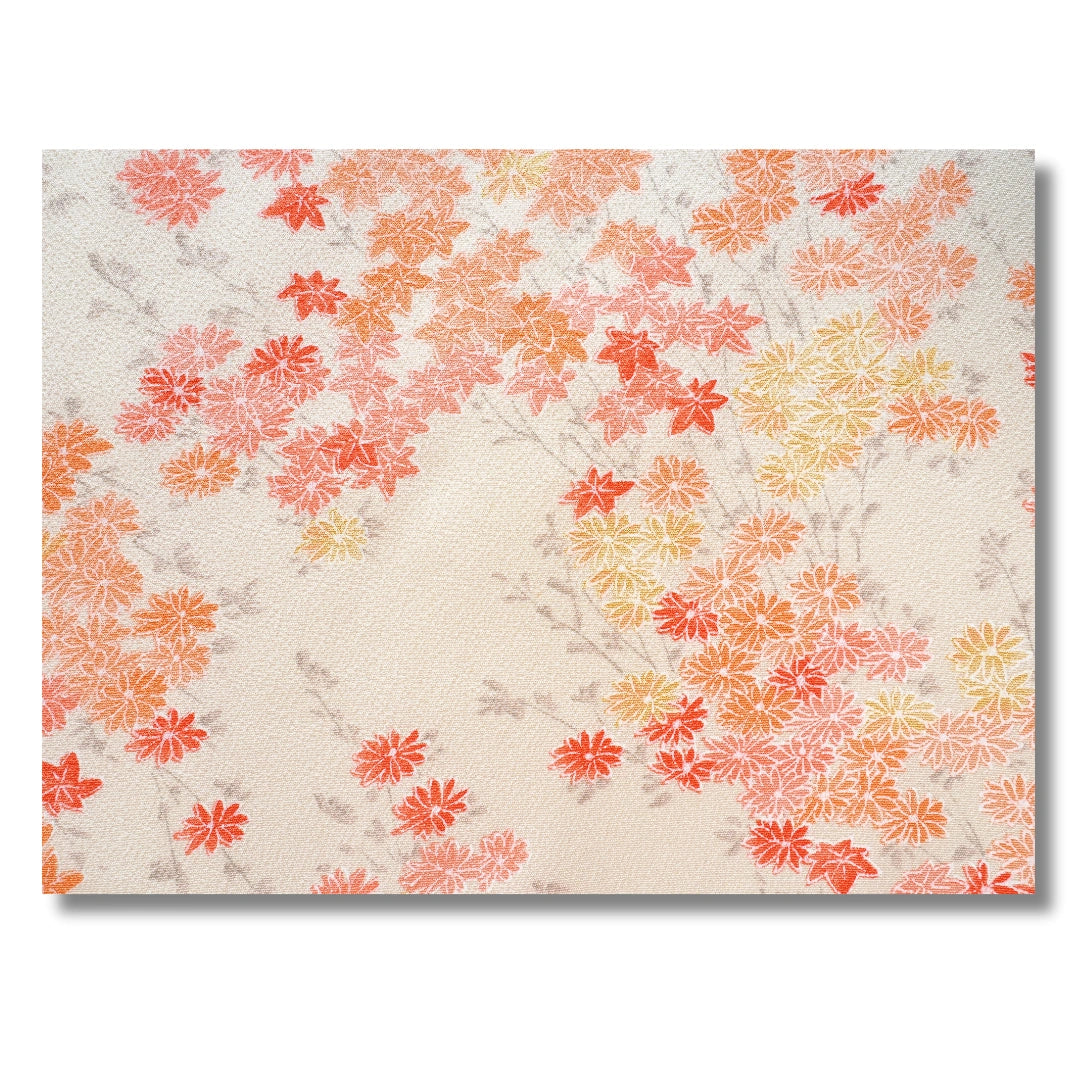 Vintage Damen Komon Kimono hellgelb mit Blumen