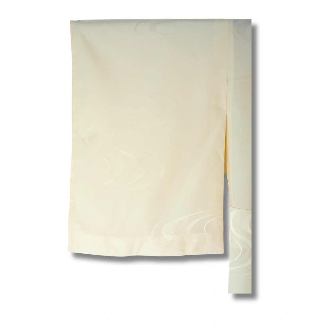 Vintage Damen Naga Juban creme mit Wellen-Jacquard
