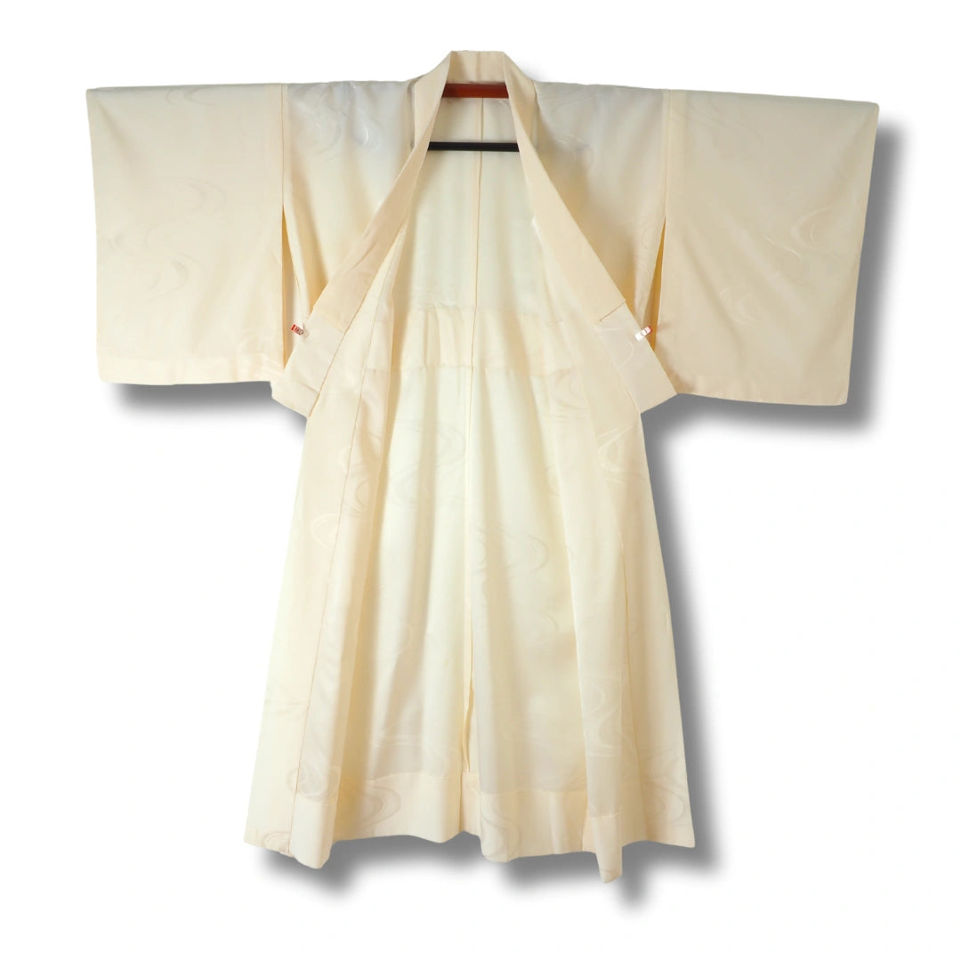 Vintage Damen Naga Juban creme mit Wellen-Jacquard