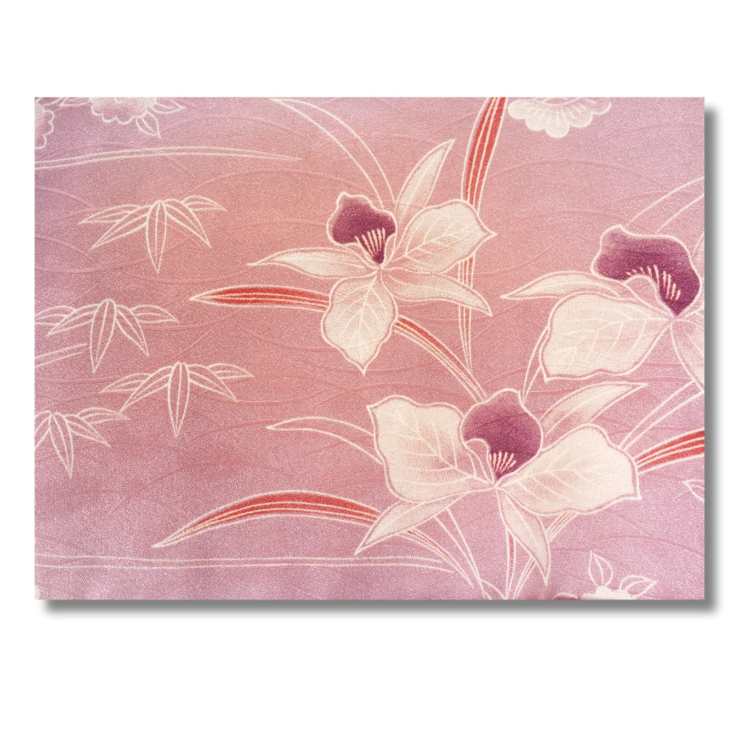 Vintage Damen Komon Kimono helllila mit Blumen