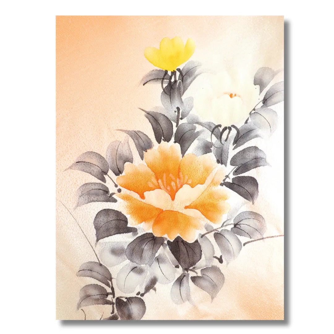 Detailaufnahme Blumenmotiv mit Zweigen