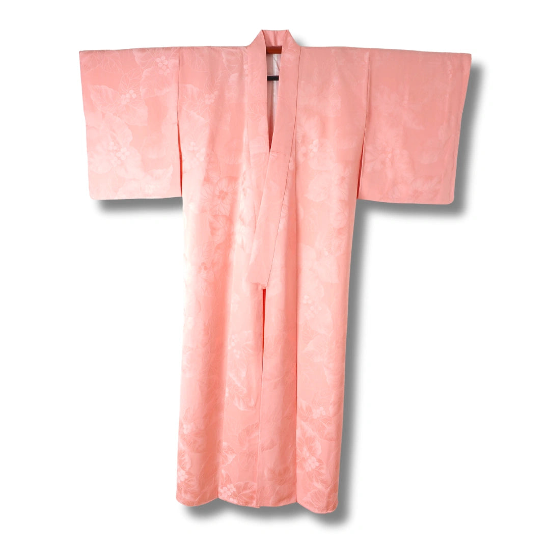 Vintage Iromuji Kimono in Hellrosa mit Blattmuster