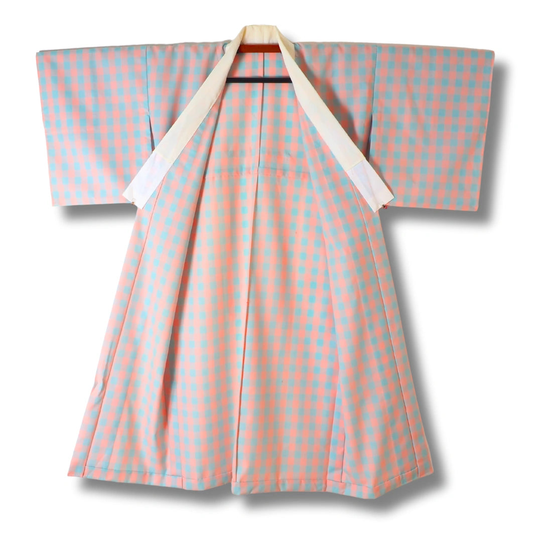 Vintage Daman Naga Juban kariert in Rosa & Mint