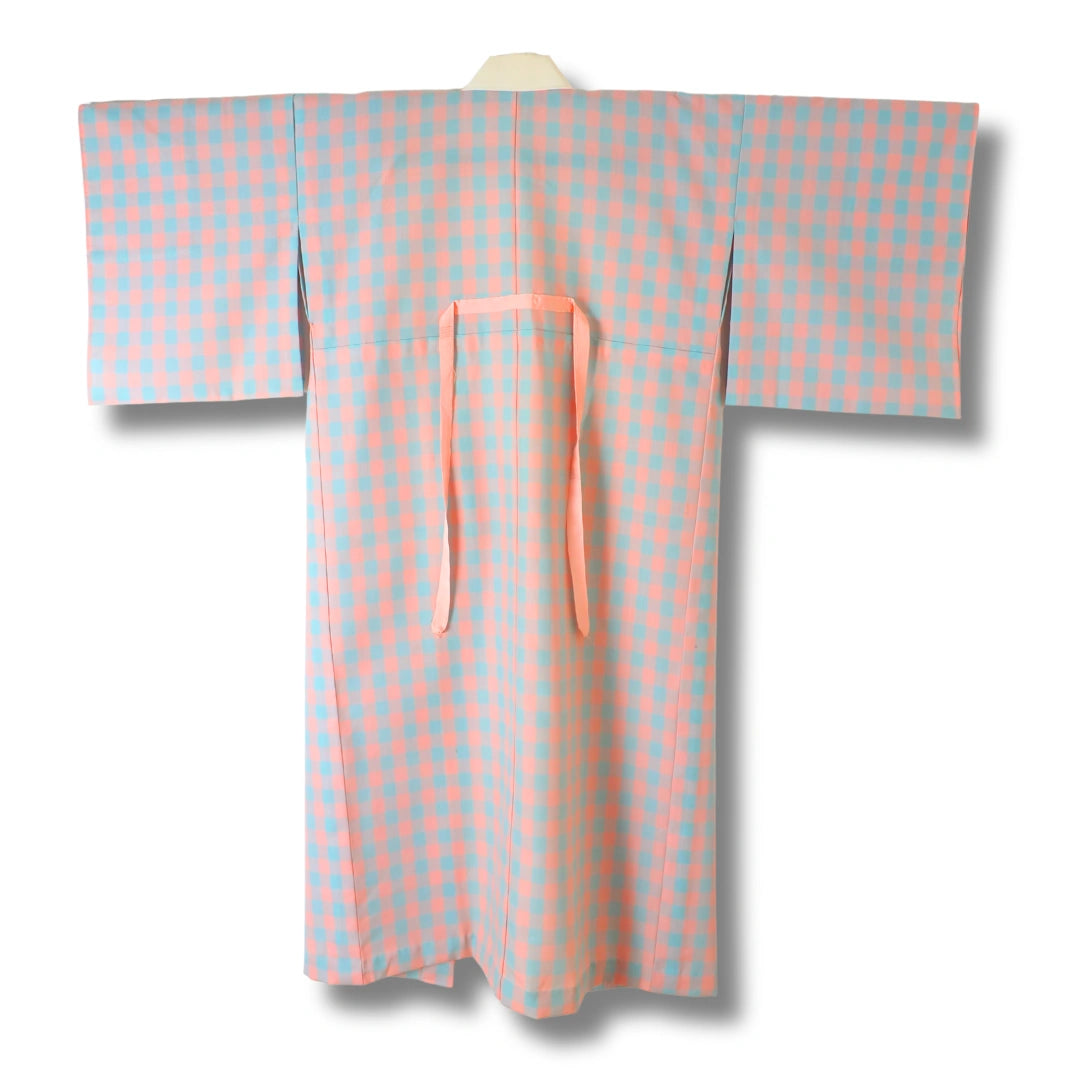 Vintage Daman Naga Juban kariert in Rosa & Mint