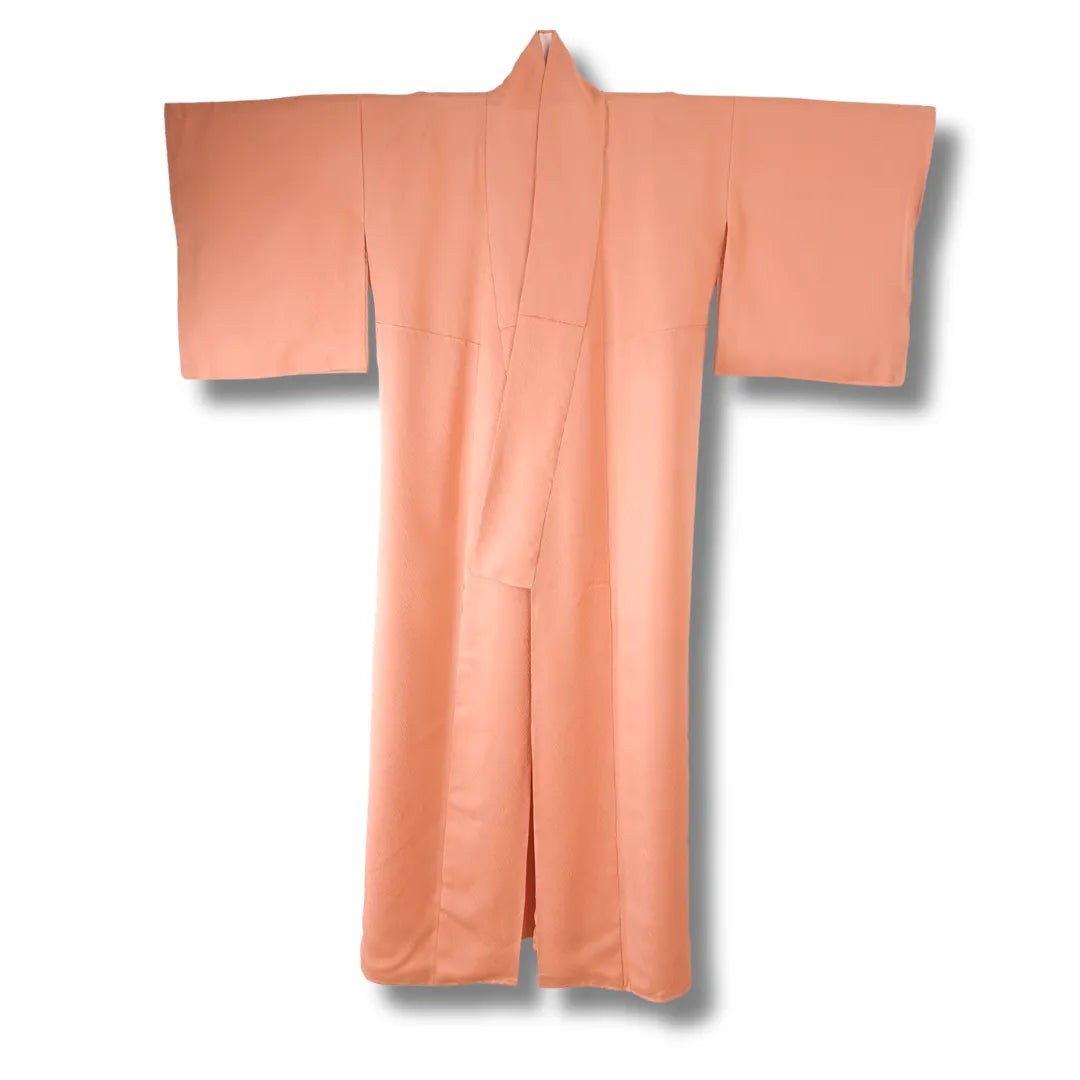 Vintage Iromuji Kimono lachsrosa mit Streifenmuster Vorderansicht
