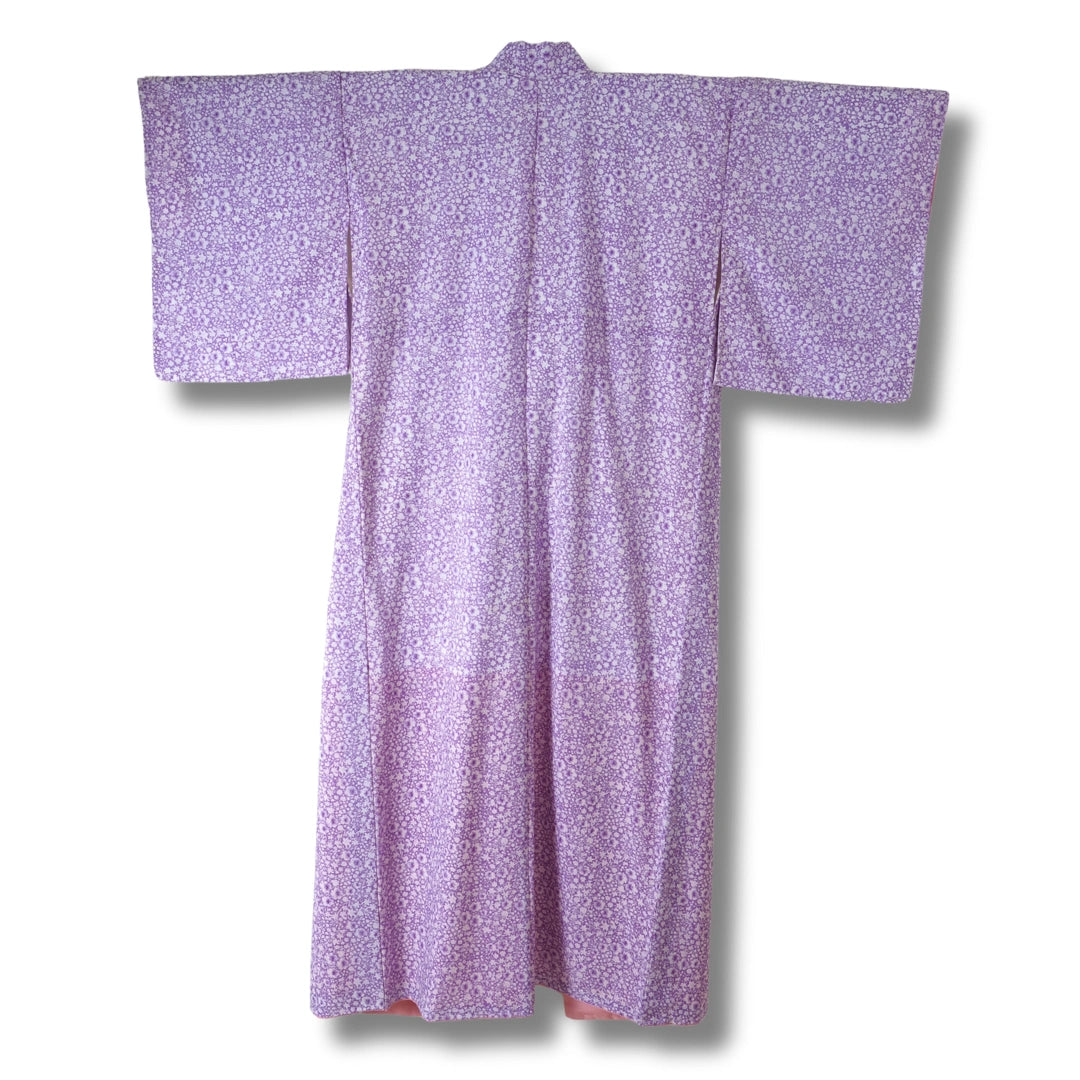 Vintage Damen Komon Kimono Lila mit Blumen