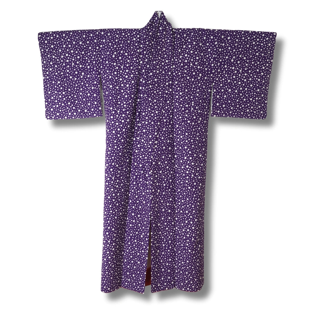 Vintage Damen Komon Kimono Violett mit Punkten
