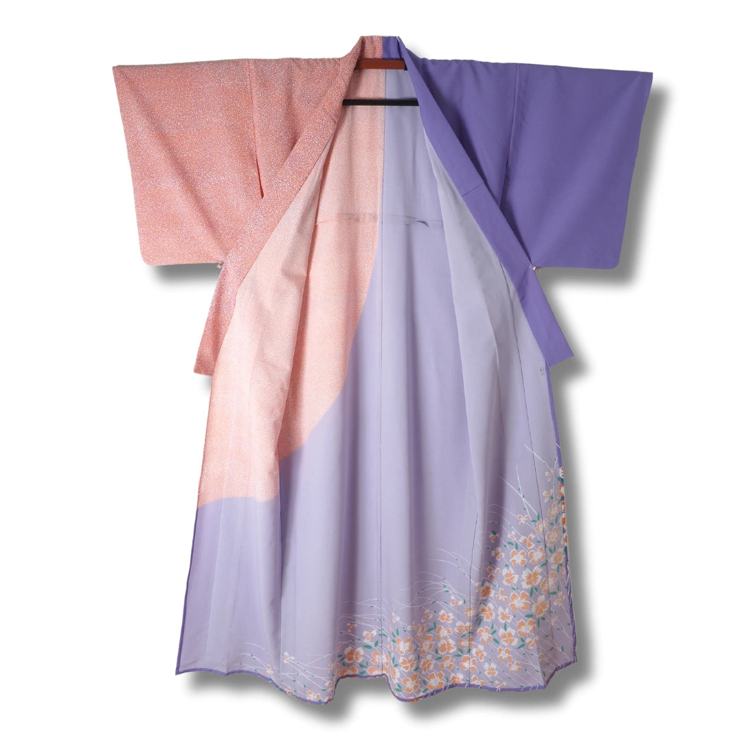 Vintage Damen Komon Kimono Lila & Rosa